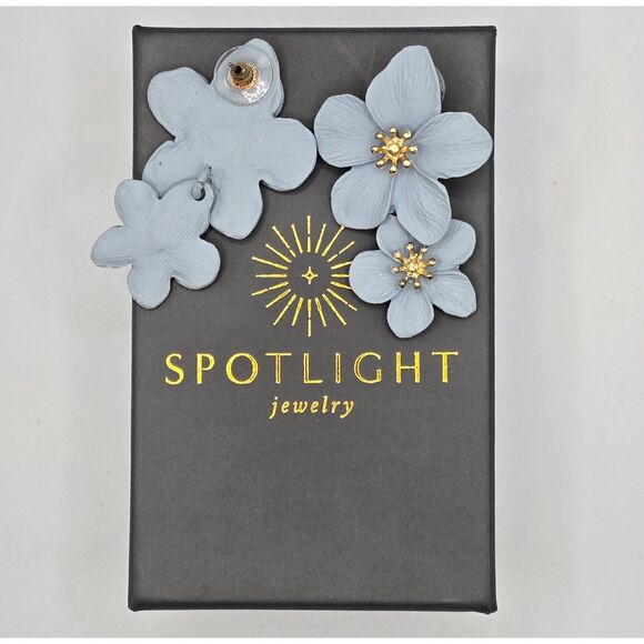 Spotlight Jewelry Grey Metal Flower Stud Earrings - Picture 2 of 3
